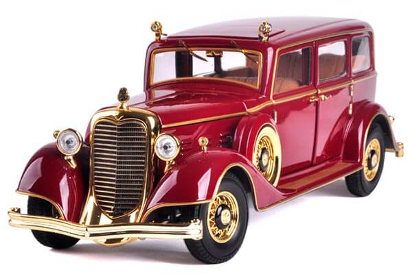 1932 Puyi Special Cadillac Car 1:18 Diecast Model Wine Red