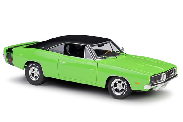 1969 Dodge Charger R/T 1:18 Diecast Model Green with Black Top