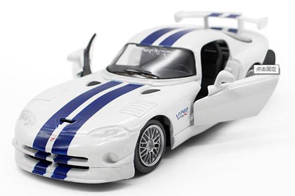 Dodge Viper GT2 1:18 Scale Diecast Car Model White with Stripes