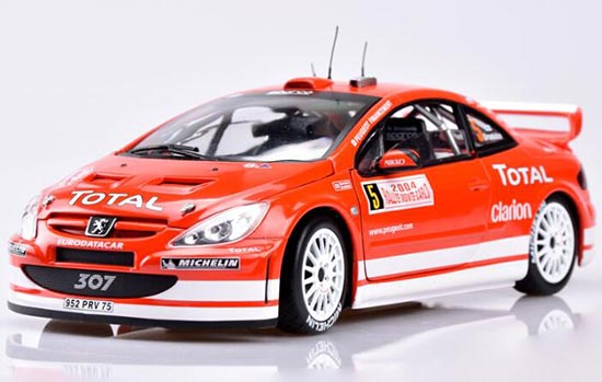 2004 Peugeot 307 1:18 Scale Diecast WRC Car Model Red
