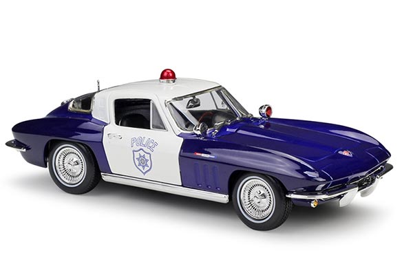 1965 Chevrolet Corvette Diecast Police Car Model 1:18 Blue