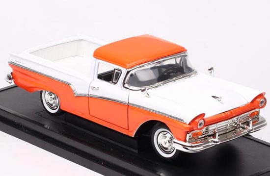 1957 Ford Ranchero Pickup Truck Diecast Model 1:18 White-Orange