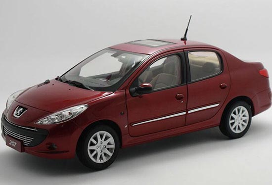 2009 Peugeot 207 Sedan Diecast Car Model 1:18 Scale Red