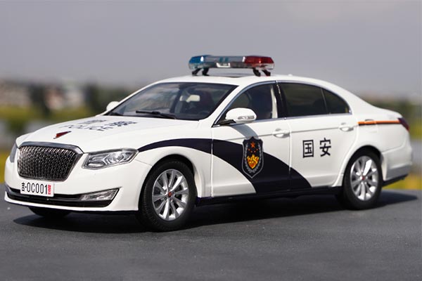 2017 Hongqi H7 Diecast Police Car Model 1:18 Scale White
