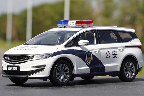 2019 Geely Jiaji MPV Diecast Police Model 1:18 Scale White