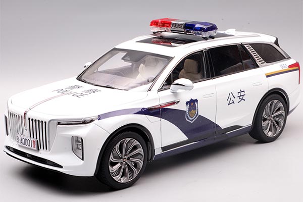 2021 Hongqi E-HS9 SUV Diecast Model Police 1:18 Scale White
