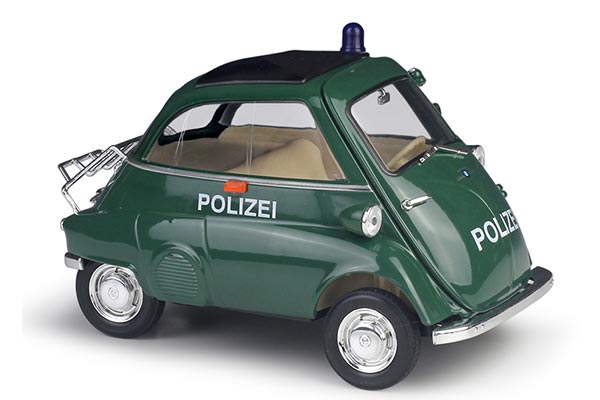 BMW Isetta Diecast Car Model Police 1:18 Scale Green