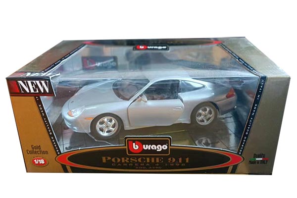 Porsche 911 Carrera 4 Diecast Car Model 1:18 Scale Silver