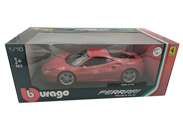 Ferrari 488 GTB Diecast Car Model 1:18 Scale Red