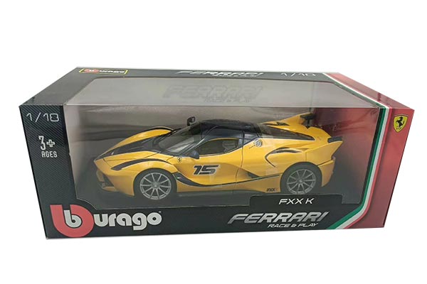 Ferrari FXX-K Diecast Racing Car Model 1:18 Scale Yellow NO.15