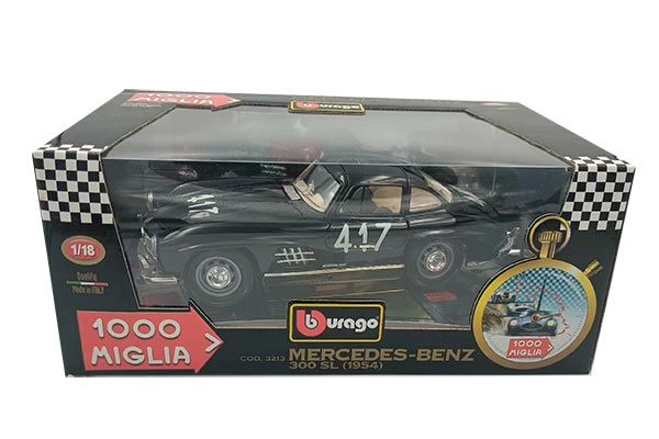 1954 Mercedes Benz 300 SL Diecast Car Model 1:18 Scale Black