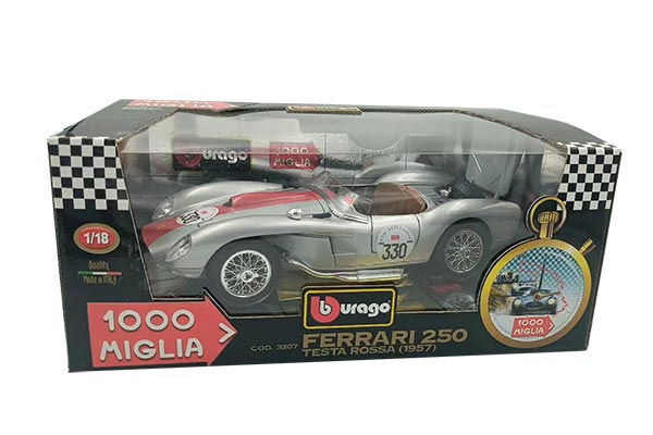 1957 Ferrari 250 Testa Rossa Diecast Car Model 1:18 Scale Silver