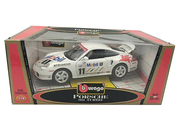 Porsche 911 Turbo Diecast Car Model 1:18 Scale White