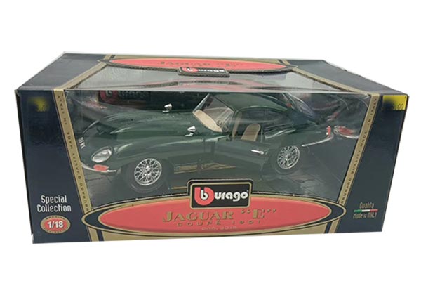 1961 Jaguar E-Type Coupe Diecast Car Model 1:18 Scale Dark Green