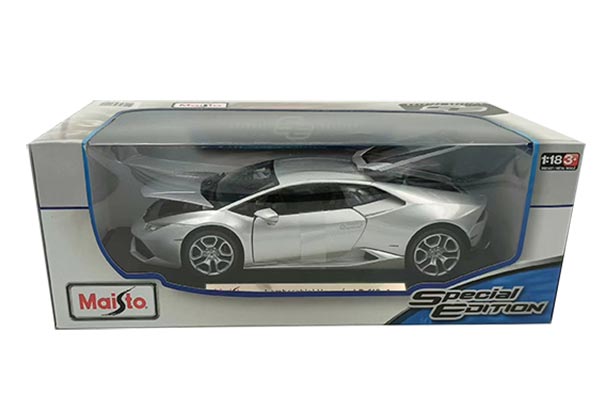 Lamborghini Huracan LP610-4 Diecast Car Model 1:18 Scale Silver