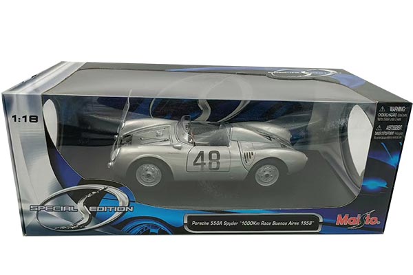 1958 Porsche 550A Spyder Diecast Car Model 1:18 Scale Silver