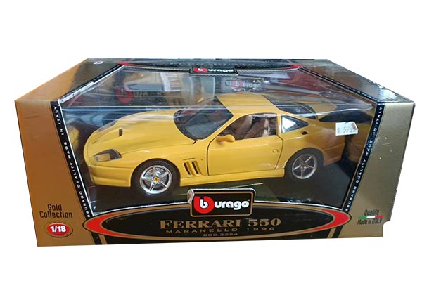 1996 Ferrari 550 Maranello Diecast Car Model 1:18 Scale Yellow