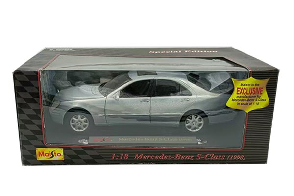1998 Mercedes Benz S-Class Diecast Car Model 1:18 Scale Silver