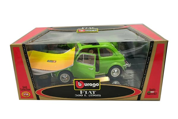 1968 Fiat 500L Diecast Car Model 1:18 Scale Green