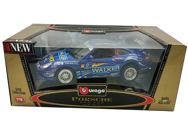 Porsche 911 GT3 Cup Diecast Car Model 1:18 Scale Blue