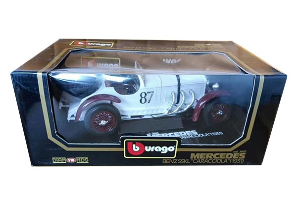 1931 Mercedes Benz SSKL Caracciola Diecast Car Model 1:18 White