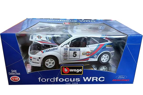 Ford Focus WRC Diecast Racing Car Model 1:18 Scale White