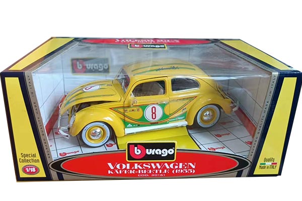 1955 Volkswagen Beetle Diecast Car Model 1:18 Scale Yellow