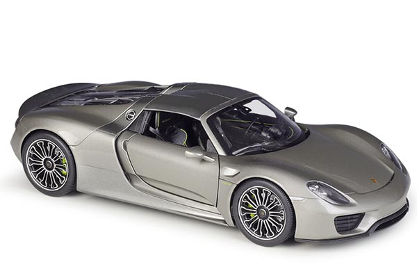 Porsche 918 Spyder Diecast Car Model 1:18 Scale Gray