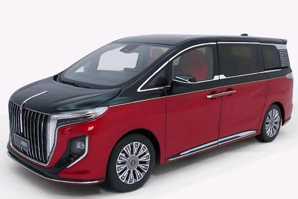 2023 Hongqi HQ9 MPV Diecast Model 1:18 Scale Black-Red