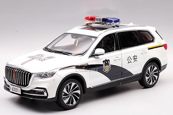 2019 Hongqi HS7 SUV Police Diecast Model 1:18 Scale White