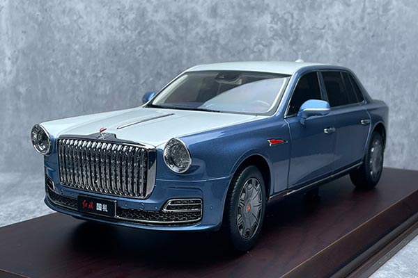 2023 Hongqi Guoli Limousine Diecast Model 1:18 Scale Blue-White