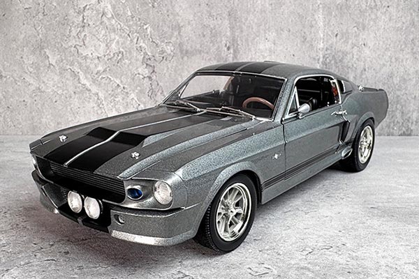 1967 Ford Mustang Eleanor Diecast Car Model 1:18 Scale Gray