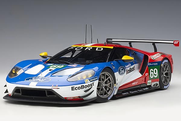 2016 Ford GT Racing Car NO.69 Diecast Model 1:18 Scale Red-Blue