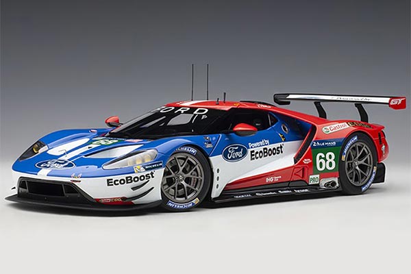 2016 Ford GT Racing Car NO.68 Diecast Model 1:18 Scale Red-Blue