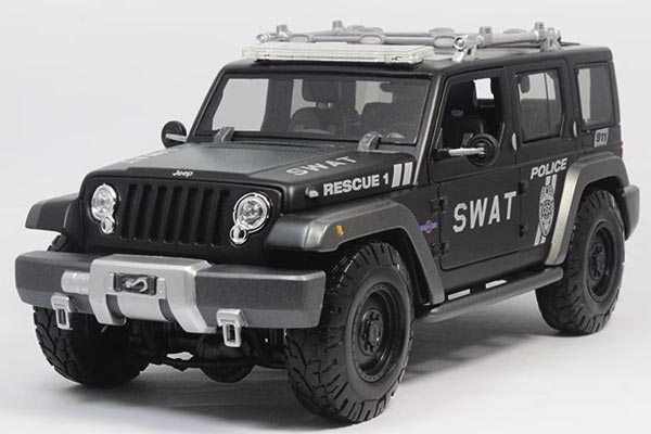 Jeep Wrangler Rescue Concept SWAT Diecast Model 1:18 Scale Black