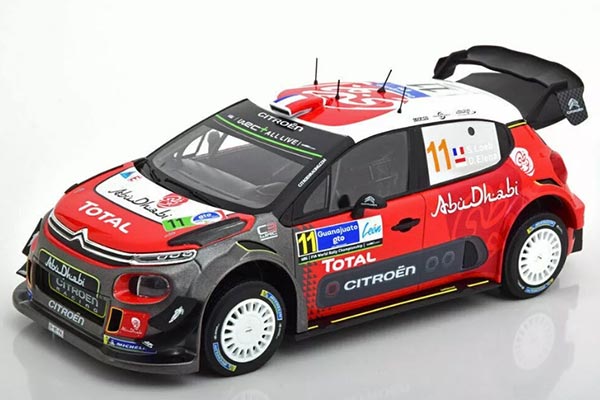 2018 Citroen C3 WRC NO.11 Diecast Car Model 1:18 Scale Red