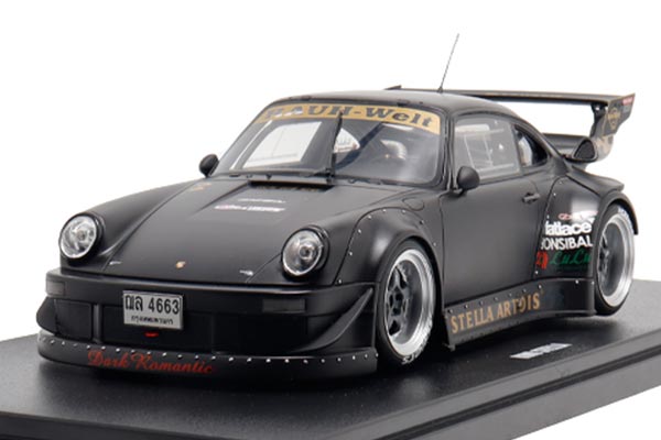 Porsche 911 RWB Stella Artois Resin Car Model 1:18 Scale Black
