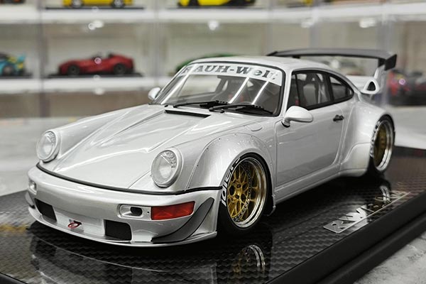 Porsche 911 (964) RWB Resin Car Model 1:18 Scale Silver