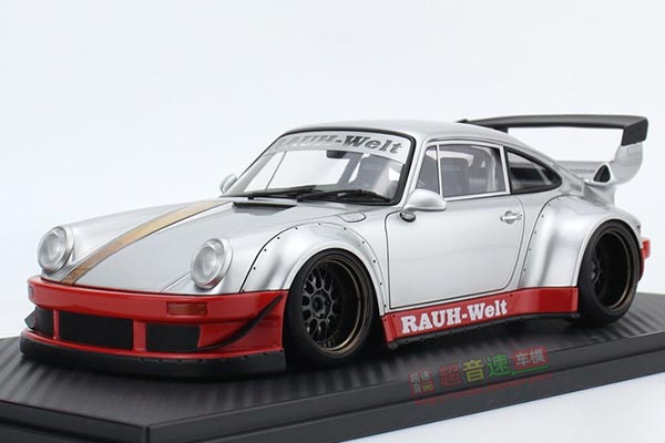 Porsche 911 (930) RWB Resin Car Model 1:18 Scale Silver-Red
