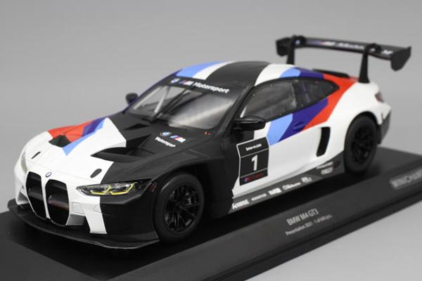 2021 BMW M4 GT3 Diecast Car Model 1:18 Scale Black-White