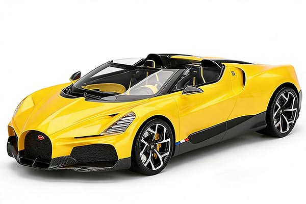 2024 Bugatti W16 Mistral Resin Car Model 1:18 Scale Yellow