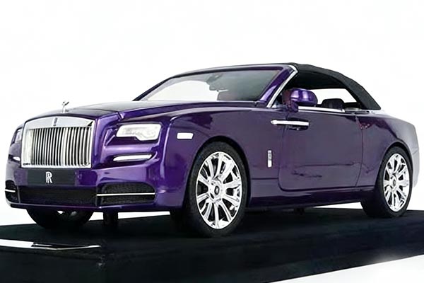 Rolls-Royce Dawn Convertible Resin Car Model 1:18 Scale Purple