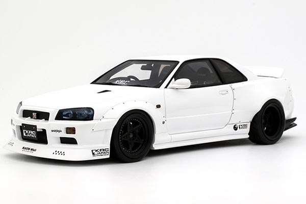 2019 Nissan Skyline GT-R R34 Resin Car Model 1:18 Scale White