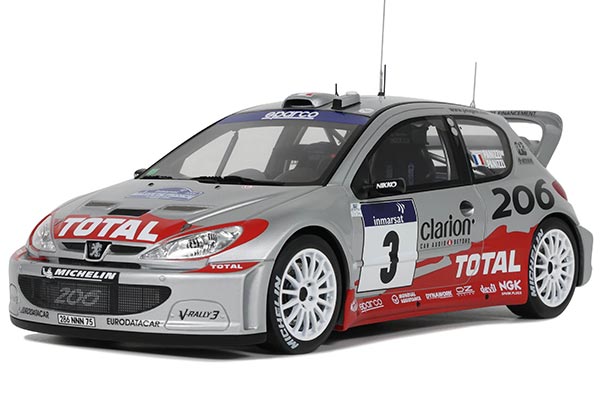 Peugeot 206 WRC Resin Car Model 1:18 Scale Silver