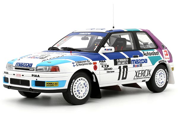 1991 Mazda 323 GTX Resin Car Model 1:18 Scale White-Blue