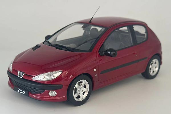 1999 Peugeot 206 S16 Resin Car Model 1:18 Scale Wine Red