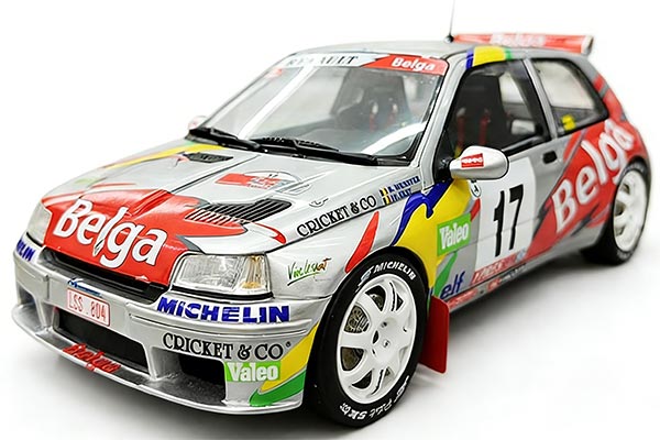 Renault Clio Resin Racing Car Model 1:18 Scale Silver-Red