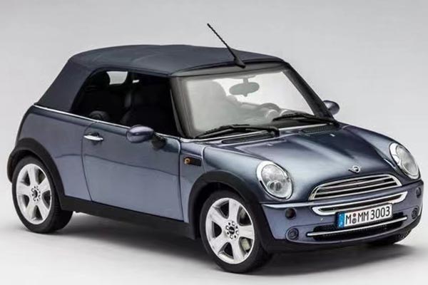 Mini Cooper Convertible Diecast Car Model 1:18 Scale Gray