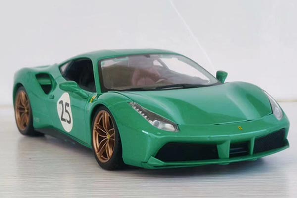 Ferrari 488 GTB Diecast Car Model 1:18 Scale Green