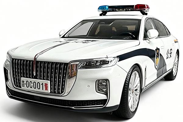 2020 Hongqi H9 Limousine Police Diecast Model White 1:18 Scale